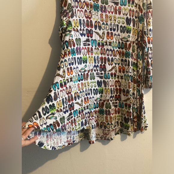 Multiples 3/4 Sleeve Shoe Pattern Tunic/Mini Dress Medium - Picture 5 of 9